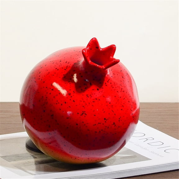 Pomegranate Ceramic Vase, New Chinese Style Creative Flower Arrangement, Desktop Decoration, High-end Decoration, Red Housewarming Decoration,Red