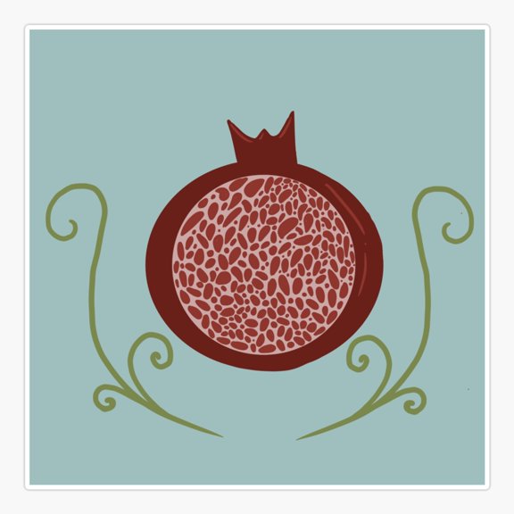 Pomegranate Crest With Winding Vines Er, Phone Decal Water Bottle Stickers Car Decals, Funny Birthday Gift