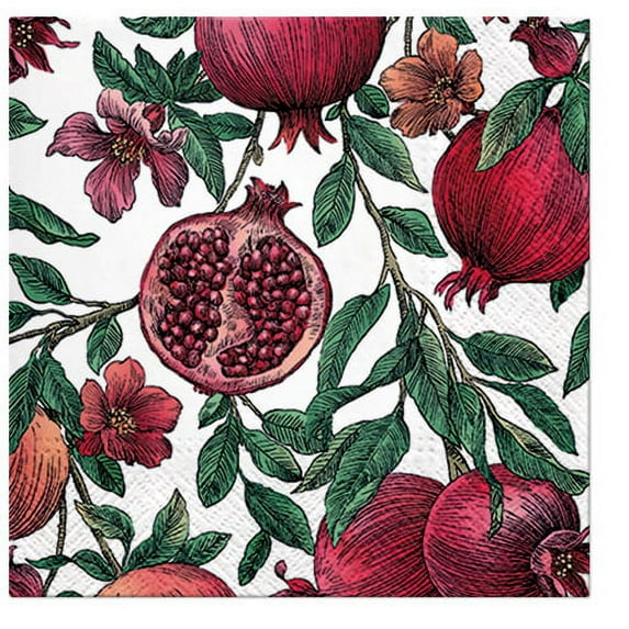 Pomegranate - Decorative Lunch Paper Napkins 100pcs - Perfect for Decoupage, Party, Birthday, Special Occasions, Weddings