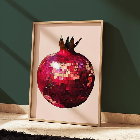 Pomegranate Disco Ball Print Poster Fun Kitchen Wall Art, Size 16x24 UNFFRAMED F03.1.8l637