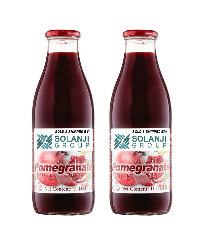 Pomegranate Juice Net 33.8 fl.oz (1 Ltr.) - Two (2) Glass Bottles - High in Antioxidants