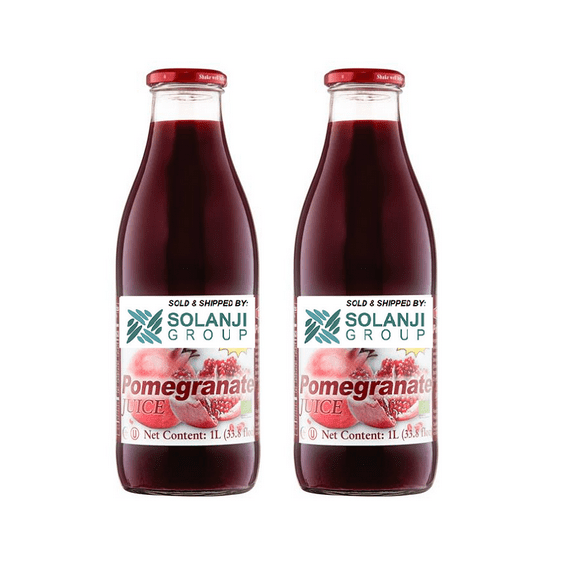 Pomegranate Juice Net 33.8 fl.oz (1 Ltr.) - Two (2) Glass Bottles - High in Antioxidants