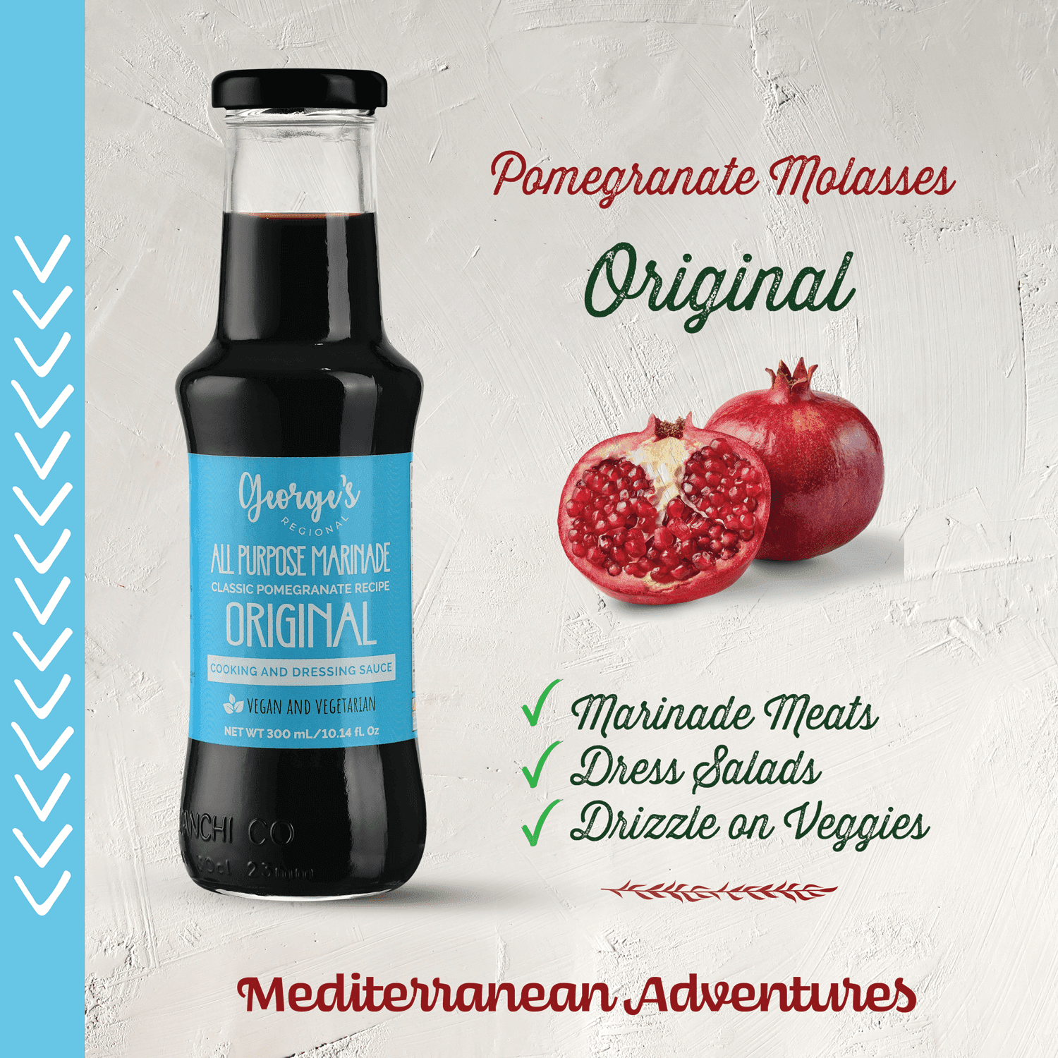George's Regional Pomegranate Molasses All Purpose Marinade and Dressing Sauce (Original Flavor 300 mL/10.14 fl.Oz)