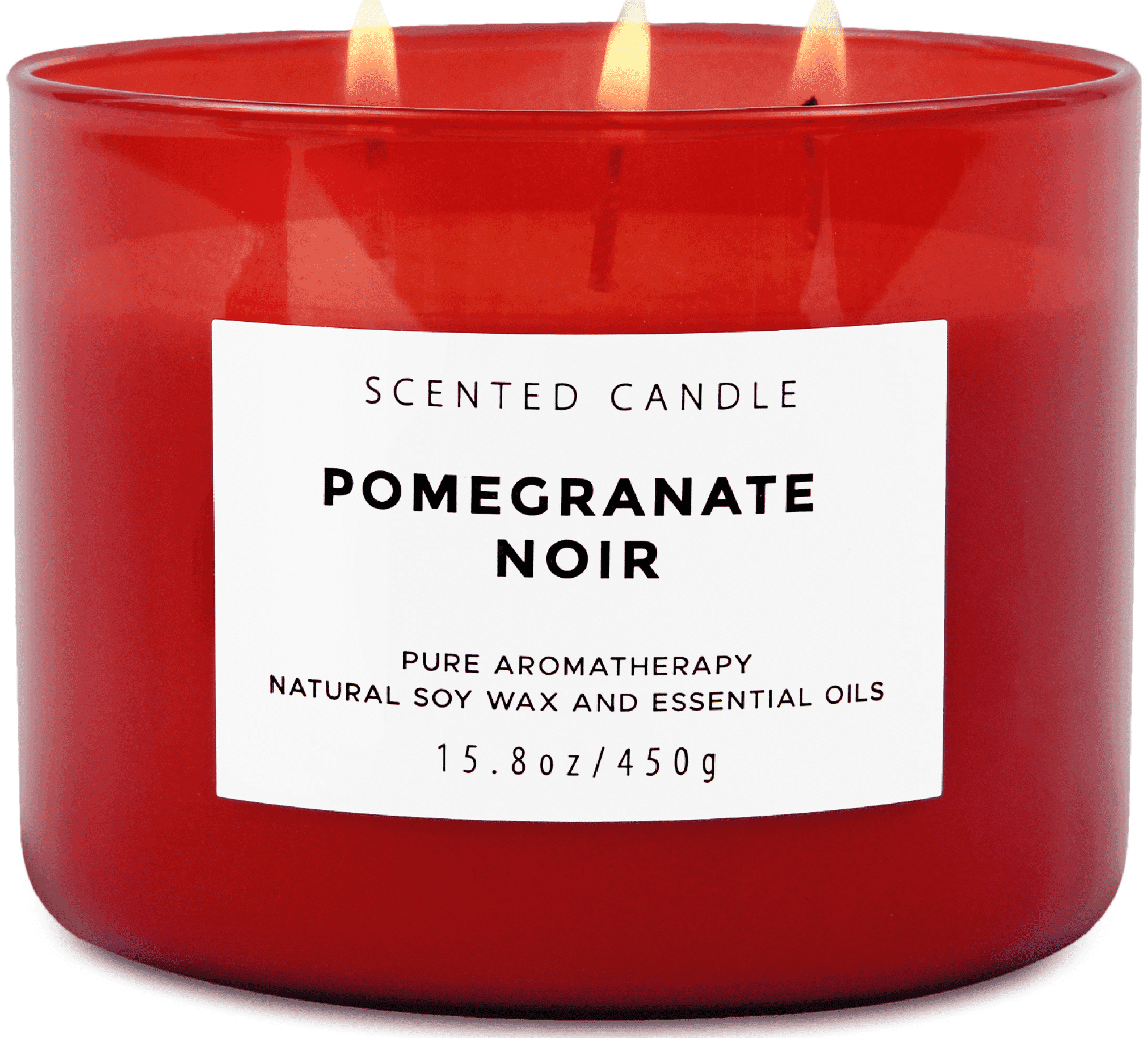Pomegranate Noir Aromatherapy Candle 3 Wick Large Soy Scented Candles for Men and Women 15.8 Oz