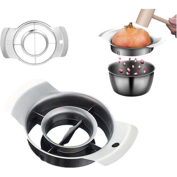 Pomegranate Peeler, Stainless Steel Pomegranate Deseeder Tool Pomegranate Peeler Tool with Cutter, Bowl, and Wooden Hammer for Easy Deseeding and Fun Family Gatherings