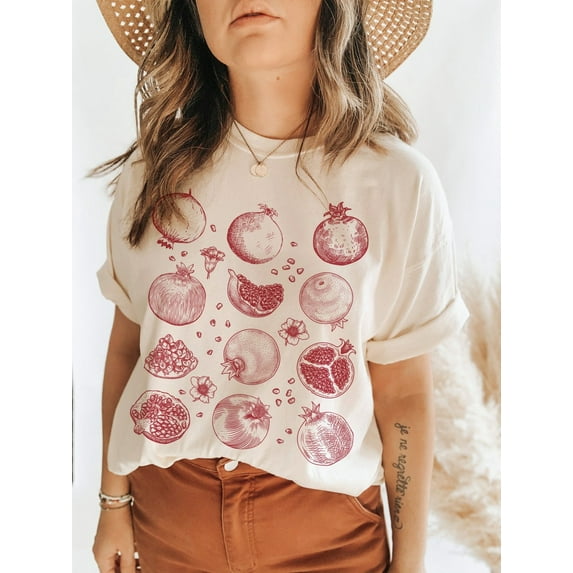 Pomegranate Shirt Fruit T-Shirt Botanical Shirt Cottage Core Shirt Cottagecore Clothes Vegan Shirt Pomegranate Gift Fruit T Shirt TH220549