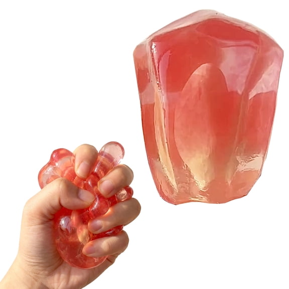 Pomegranate Squishy, Sparkly Crystal Sequin Stress Ball, Soft Silicone Slow Rising Squeeze Fidget for Anxiety Relief