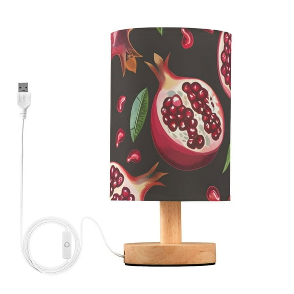 Pomegranates Table Lamp for Desk Nightstand Lamp with USB Modern Gifts for Bedroom Living Room Kids Room