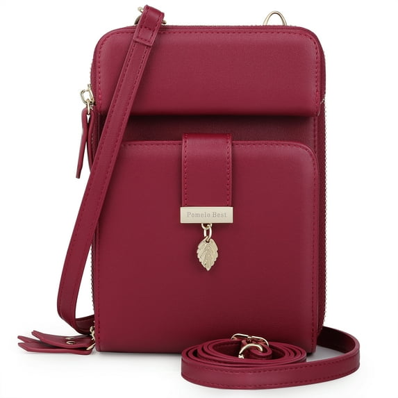 Pomelo Best Crossbody Cell Phone Bag for Women with RFID Blocking and Enough to Fit Most Phone, Red Color