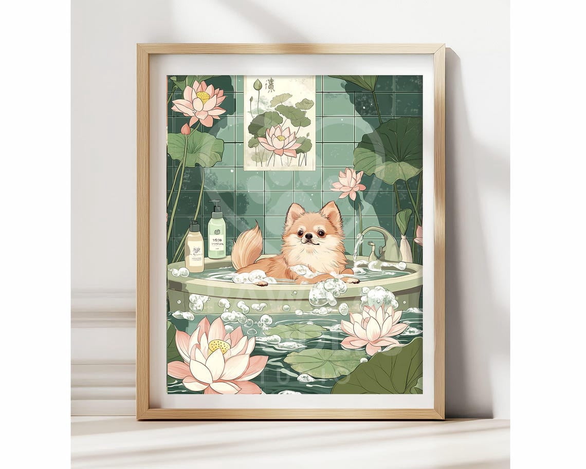 Cute Japanese Wall Art - Black Cat In Bathtub Poster, Minimalist Japandi Style, 12x16 Inches Unframed, Perfect For Bathroom, Bedroom, Dorm