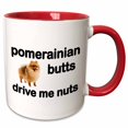 thumbnail image 1 of 3drose, Pomeranian Butts Drive Me Nuts, 11oz Two-tone Red Mug, 1 of 6