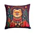 thumbnail image 1 of Pomeranian Christmas Fabric Decorative Pillow 14 in x 14 in, 1 of 1