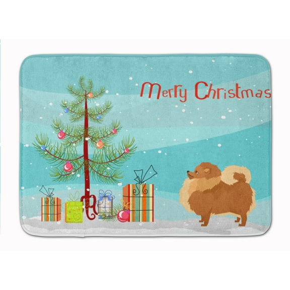 Pomeranian Christmas Tree Machine Washable Memory Foam Mat