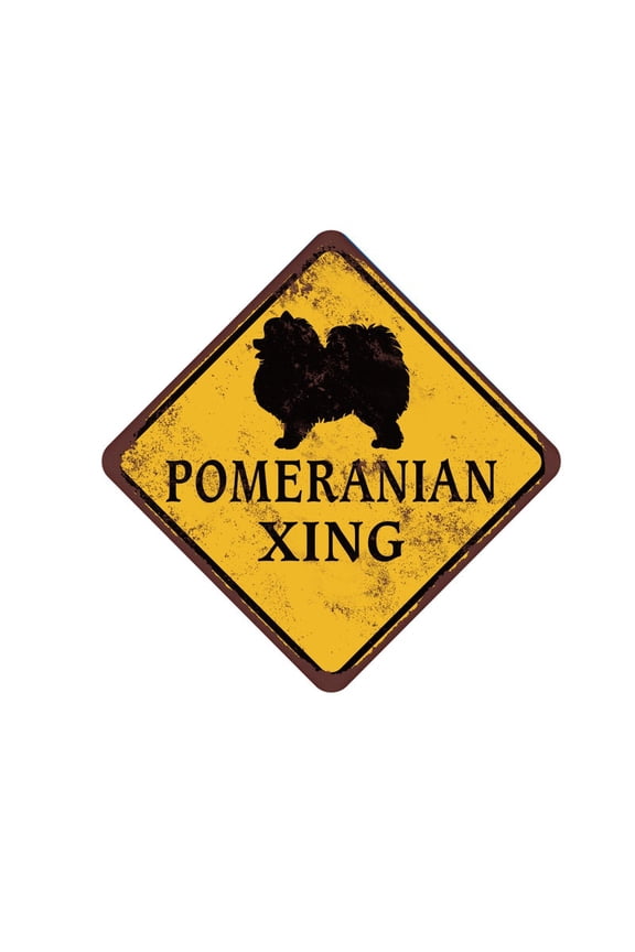 Pomeranian Crossing - Pomeranian Dog Accessories - Pomeranian Dcor - Pomeranian Gift - Pomeranian Run Sign - Show Pomeranian Dog Decor Size: 8 inch x 8 inch