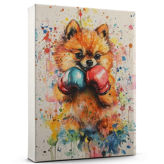 Pomeranian Dog Canvas Boxing Canvas Funny Pomeranian Dog Canvas Artwork, Funny Dog Wall Art for Boxing Room or Pet Shop