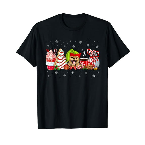 Pomeranian Dog Coffee Latte Candy Cane Christmas T-Shirt