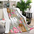thumbnail image 1 of Pomeranian Dog and Flower Floral Blanket,Comfortable Soft Flannel Throw Blanket,All Season,Warm Lightweight Blankets for Sofa Bed Couch Living Room Chair,60"x80"(150x200cm), 1 of 4