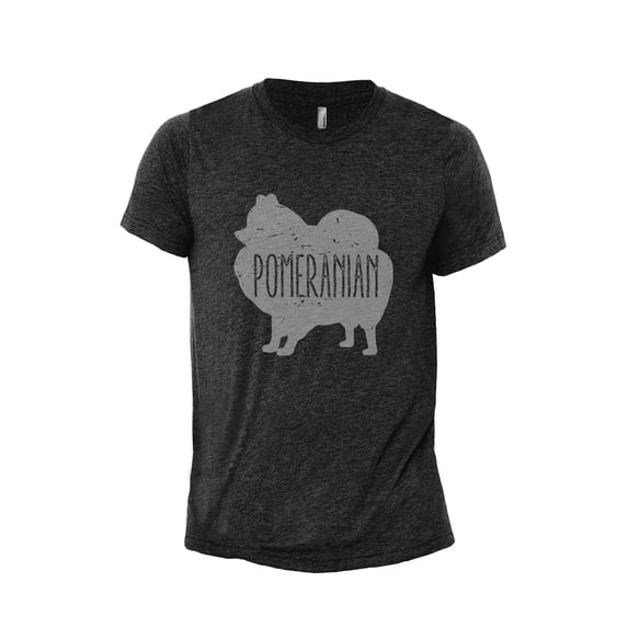 Pomeranian Dog Silhouette Men's Modern Fit Fun Casual T-Shirt Printed Graphic Tee Charcoal Grey X-Large