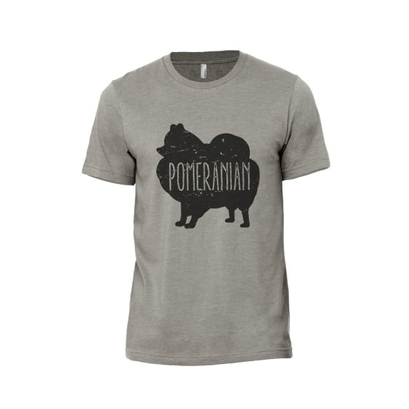 Pomeranian Dog Silhouette Men's Modern Fit Fun Casual T-Shirt Printed Graphic Tee Military Grey 2X-Large
