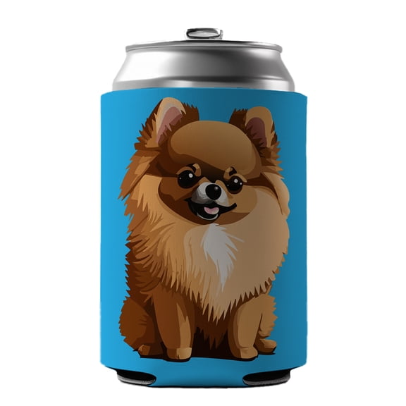Pomeranian Dog Sitting Drink Beer Soda Insulated Sleeve Holder Can Cooler Hugger