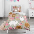 thumbnail image 1 of Pomeranian Dog and Flower Floral Duvet Cover and Pillowcase Set for Single Bedding, Bedroom Accessories for Kids Teens, 1 of 5
