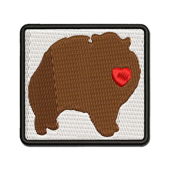 Pomeranian Dog with Heart Applique Multi-Color Embroidered Hook & Loop Patch - 3 Inch Medium