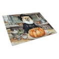 thumbnail image 1 of Pomeranian Fall Kitchen Pumpkins Glass Cutting Board Large 12 in x 15 in, 1 of 5