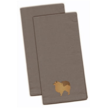 Pomeranian Gray Embroidered Towel Set of 2