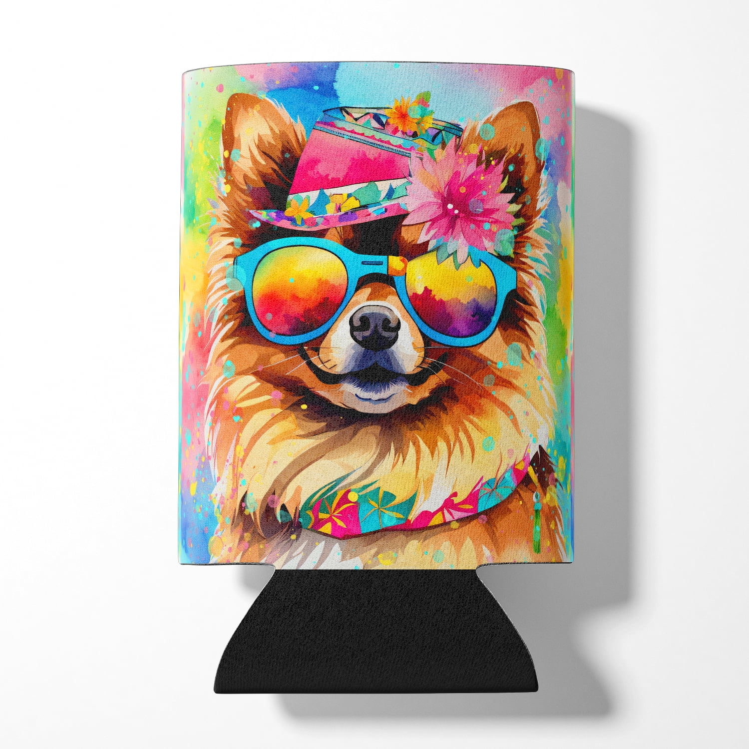 Pomeranian Hippie Dawg Can or Bottle Hugger 3 in x 5 in