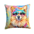 thumbnail image 1 of Pomeranian Hippie Dawg Fabric Decorative Pillow 18 in x 18 in, 1 of 5