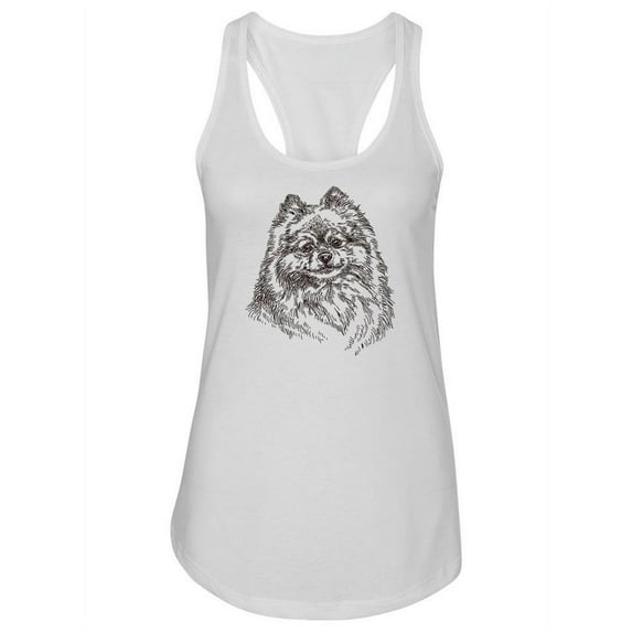 Pomeranian In Sketch Style Tank Women -Image by Shutterstock, Female XX-Large