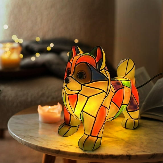 Pomeranian Lamp, Dog Series Art Night Light, Colorful Pet Dogs Themed Led Table Lamps, Vintage Style Pet Memorial Decor with Warm Ambient Glow, Unique Gifts for Dog Lovers
