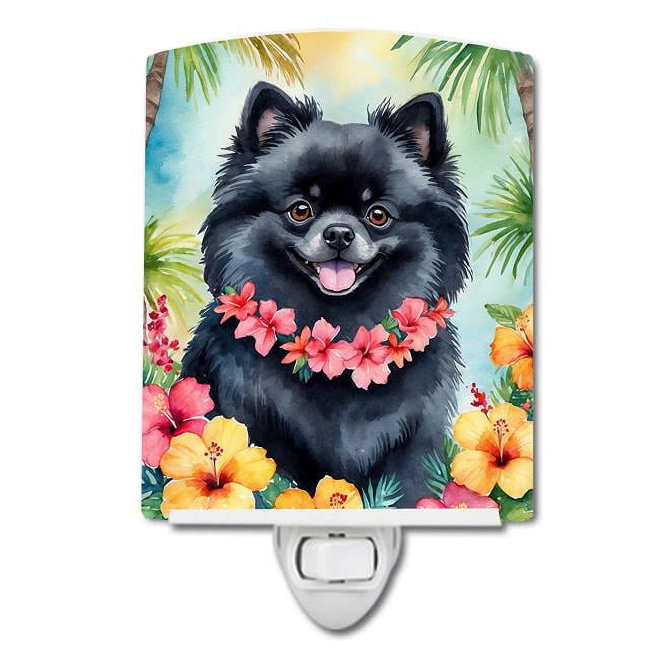Pomeranian Luau Ceramic Night Light 4 in x 6 in