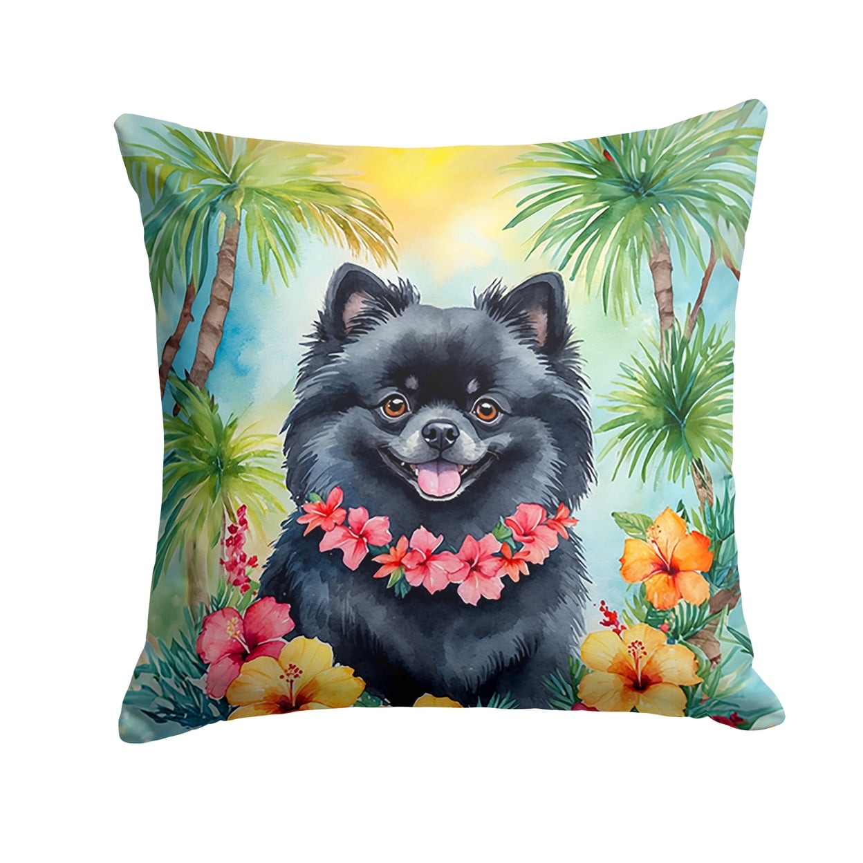 Pomeranian Luau Throw Pillow 18 in x 18 in