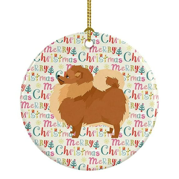 Pomeranian Merry Christmas Ceramic Ornament 2.8 in x 2.8 in