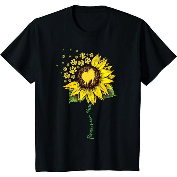 Pomeranian Mom Sunflower Pomeranian Gifts Dog Mom Mama T-Shirt