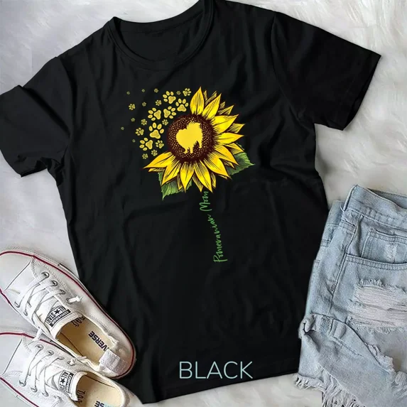 Pomeranian Mom Sunflower Pomeranian Gifts Dog Mom Mama Unisex T-shirt