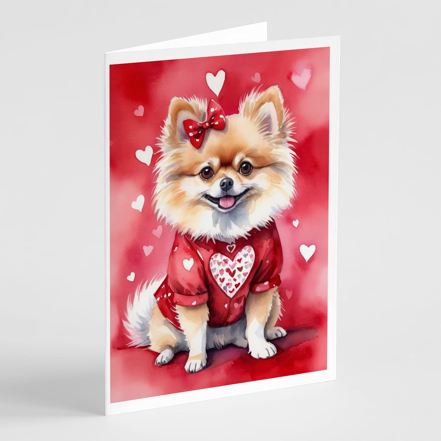 Pomeranian My Valentine Greeting Cards Pack of 8 7 in x 5 in
