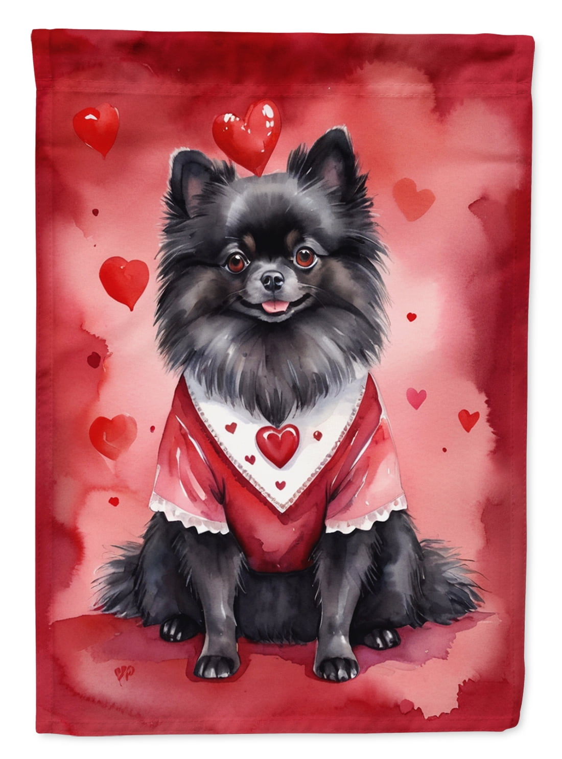 Pomeranian My Valentine House Flag 28 in x 40 in