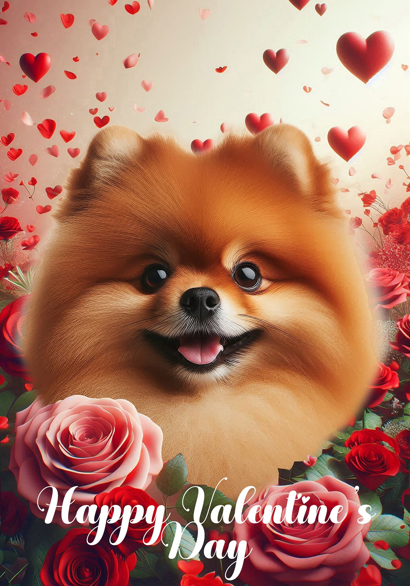 Pomeranian Orange - Best of Breed Valentines Day Outdoor House Flag 28" x 40" Mailbox Flag Dog Flag