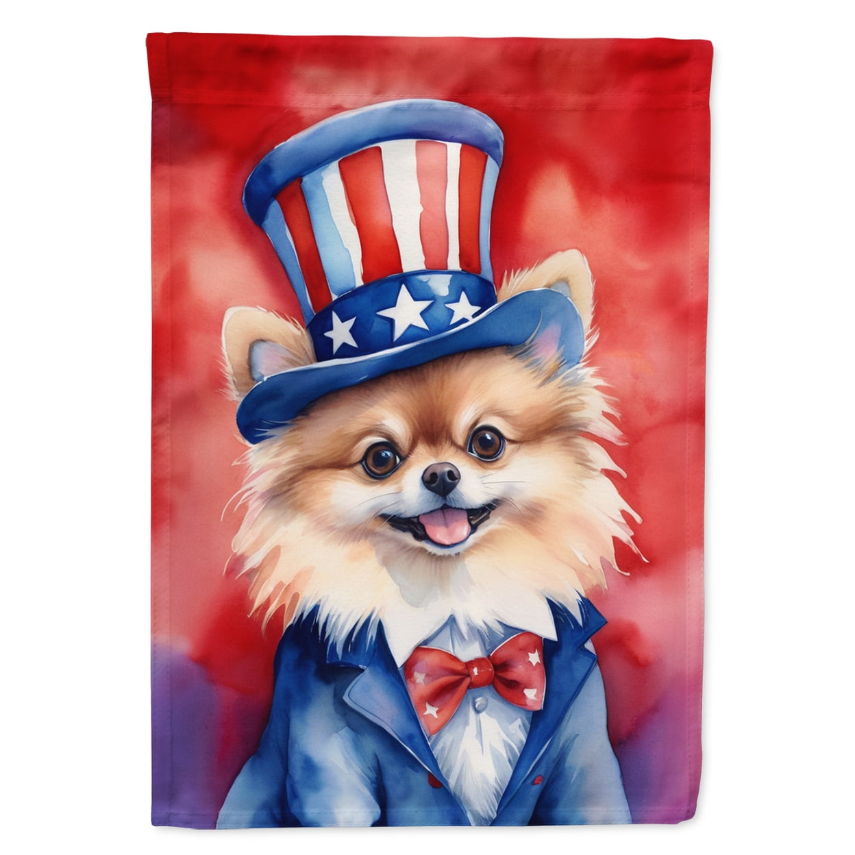 Pomeranian Patriotic American House Flag 28 in x 40 in