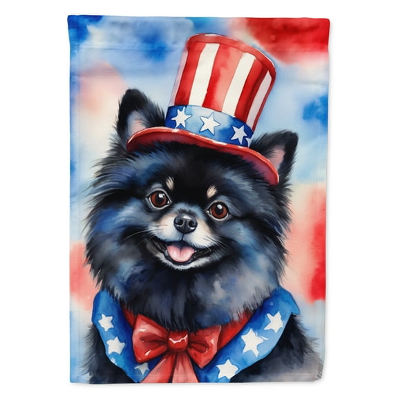 Pomeranian Patriotic American House Flag 28 in x 40 in