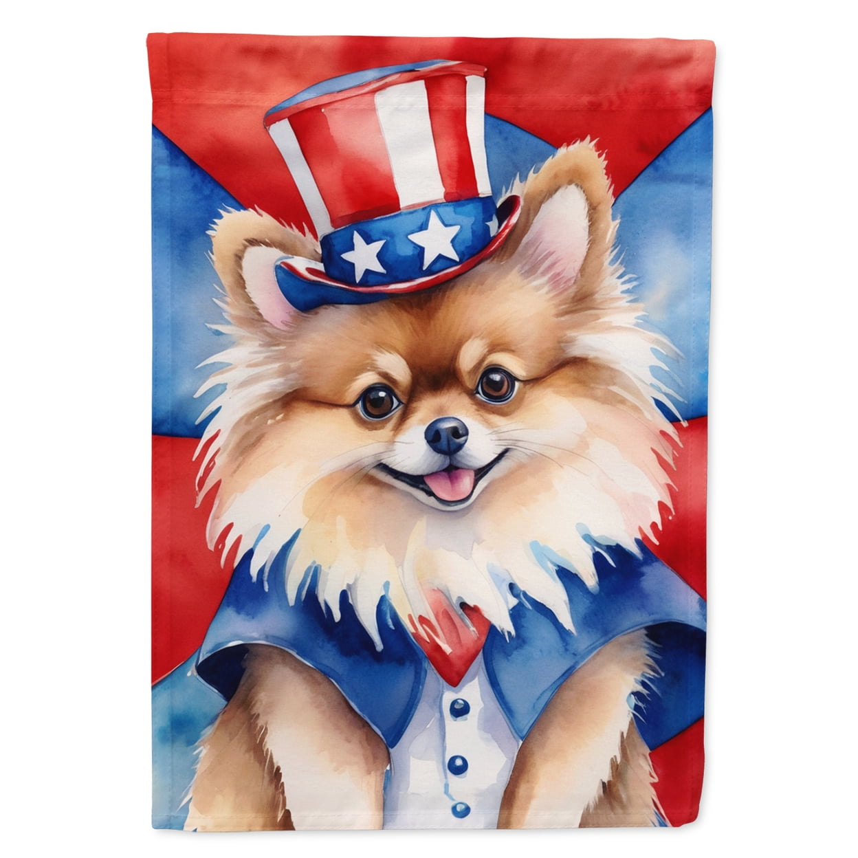 Pomeranian Patriotic Garden Flag 11.25 in x 15.5 in
