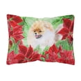 thumbnail image 1 of Pomeranian Poinsettas Canvas Fabric Decorative Pillow, 1 of 3