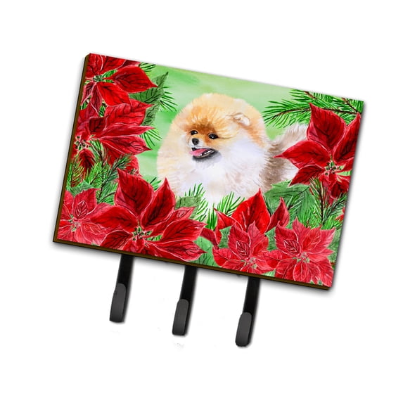 Pomeranian Poinsettas Leash or Key Holder