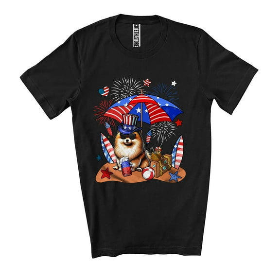 Pomeranian Relax Wait For 4th of July; Lovely Independence Day American Flag Patriotic Unisex T-Shirt