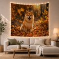thumbnail image 1 of Pomeranian Sitting in Golden Autumn Leaves, Serene Rustic Style for Dog Lovers, Pet Wall Art, Housewarming Gift, Tapestry Wall Hanging for Bedroom and Living Room, 1 of 7