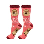 E&S Pets Pomeranian Socks - Life is Better Socks for Pet Lovers - Cute Unisex Socks - One Size Fits Most