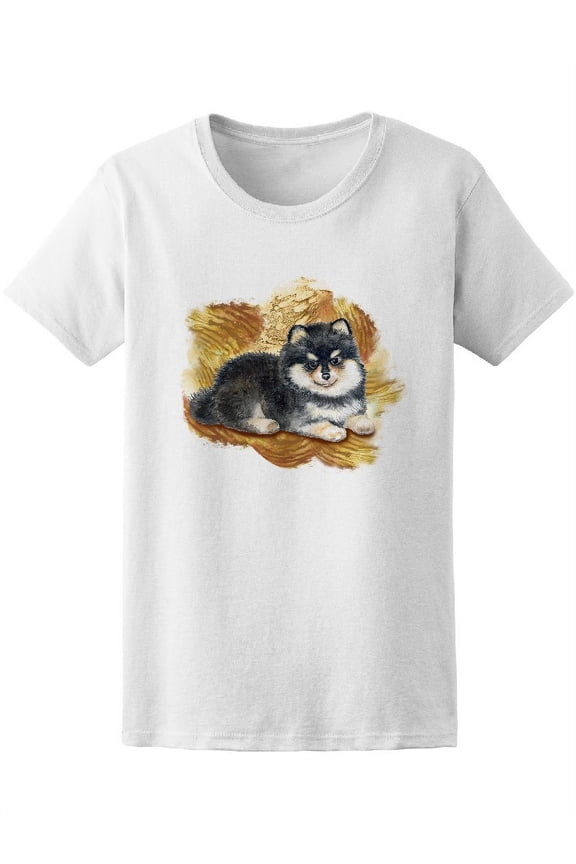 Pomeranian Spitz Puppy Drawing Tee Women's -Image by Shutterstock