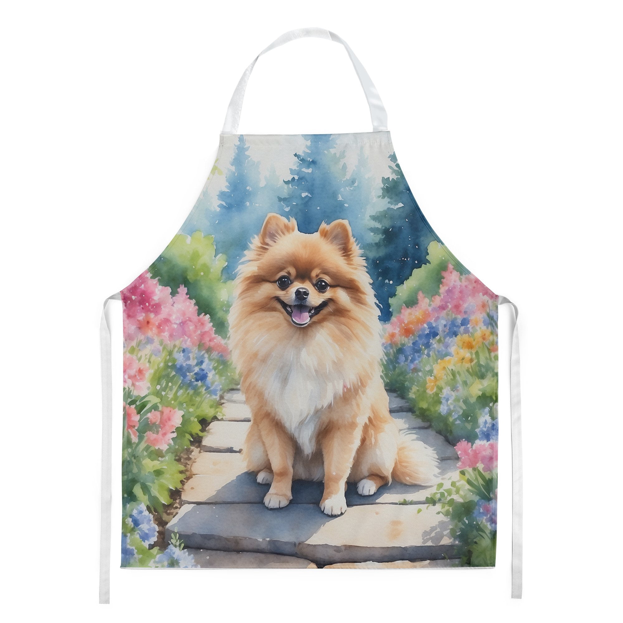 Pomeranian Spring Path Apron 27 in x 30 in